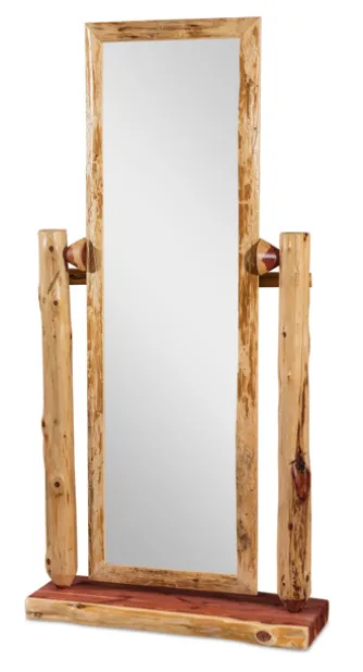 Fireside Rustic Half Log Floor Mirror
