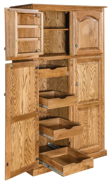 Spicy Lux Traditional Pantry Cabinet with Rollout Drawer