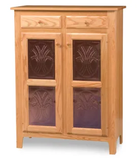 Classic Style 2-Door 2-Copper Panel with Drawer Pie Safe