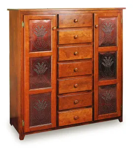 Classic 50" Pie Safe with 7 Drawer &amp; Metal Inserts Door