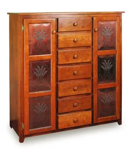 Classic 50&quot; Pie Safe with 7 Drawer &amp; Metal Inserts Door