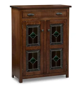 Mission 35" Pie Safe with  Drawer &amp; Glass Inserts Door