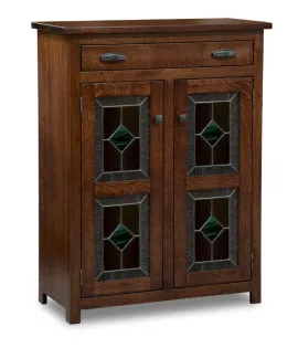 Mission 35&quot; Pie Safe with  Drawer &amp; Glass Inserts Door