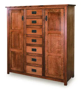 Mission 50" Pie Safe with 7 Drawer &amp; Raised Panel Door