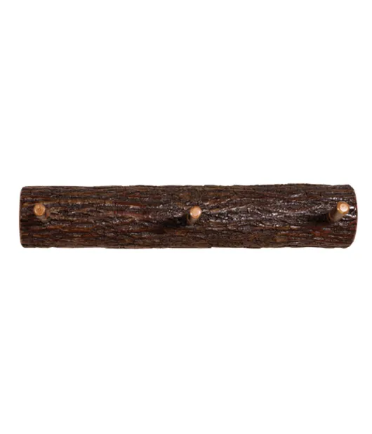24" Split Log Coat Hanger with 3 Hooks in Rustic Hickory