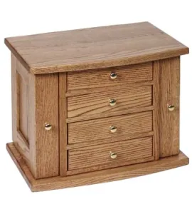 4 Drawer Jewelry Chest of Drawers with Round Front Lid &amp; Base
