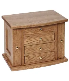 4 Drawer Jewelry Chest of Drawers with Round Front Lid &amp; Base