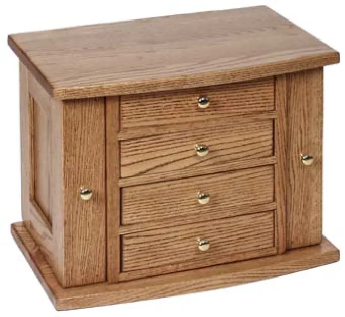 4 Drawer Jewelry Chest of Drawers with Round Front Lid & Base