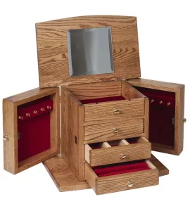 4 Drawer Jewelry Chest of Drawers with Round Front Lid &amp; Base