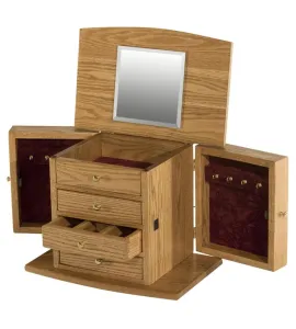 4 Drawer Jewelry Chest of Drawers with Round Front Lid &amp; Base