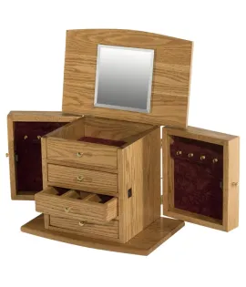 4 Drawer Jewelry Chest of Drawers with Round Front Lid &amp; Base