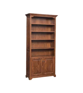 MH Kingston 36" Raised Panel Bookcase with Bottom Doors