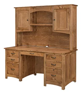 Oakridge Double Pedestal Desk with Hutch - QUICK SHIP