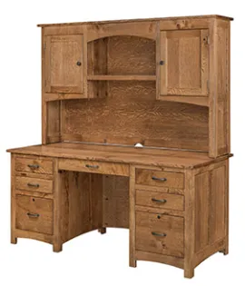 Oakridge Double Pedestal Desk with Hutch - QUICK SHIP