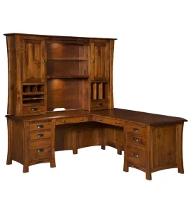 Arts &amp; Crafts L Shaped Desk with Hutch