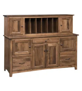 Linwood Computer Credenza with Pigeon Hole Hutch