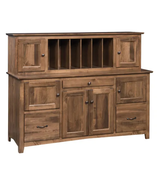 Linwood Computer Credenza with Pigeon Hole Hutch