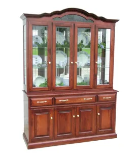 Legacy Hutch Featuring V-Groove Bevel Glass Doors and Closed Deck