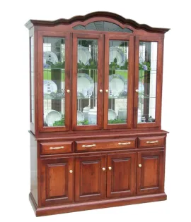 Legacy Hutch Featuring V-Groove Bevel Glass Doors and Closed Deck