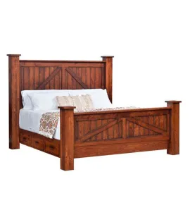 Mountain Lodge Post Bed with Underbed Storage Raised 6&quot;