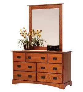 Old English Mission 7 Drawer Dresser