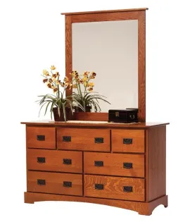 Old English Mission 7 Drawer Dresser