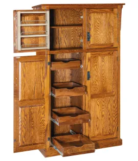 Spicy Mission 4 Door Pantry Cabinet with Rollout Shelves