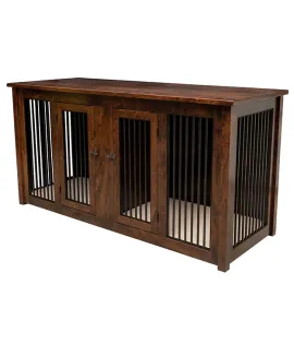 Carson Double Pet Cabinet with Drawers and Aluminum Slats