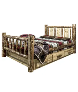 Glacier Country Bed with Storage and Laser Engraved Design
