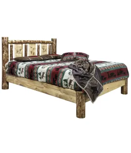 Glacier Country Platform Bed with Laser Engraved Design