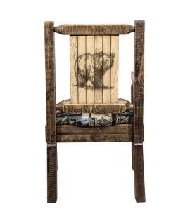 Homestead Captain's Chair with Upholstery and Laser Engraved Design