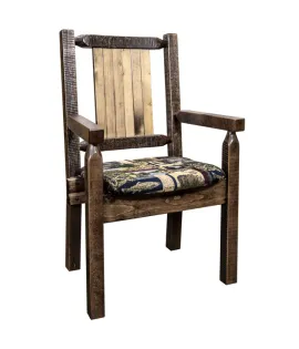 Homestead Captain's Chair with Upholstery and Laser Engraved Design