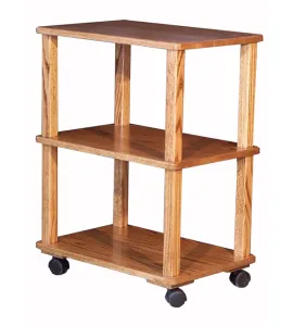 Microwave/Serving Cart with Slatted Shelves