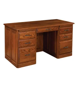 26"d Traditional Flat Top Two Pedestal Desk