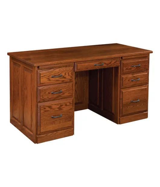 26"d Traditional Flat Top Two Pedestal Desk