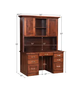 30"d Mission Flat Top Desk with Hutch