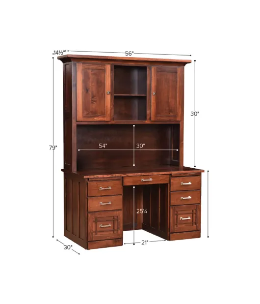 30"d Mission Flat Top Desk with Hutch