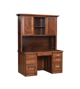30"d Mission Flat Top Desk with Hutch