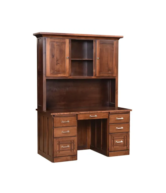 30"d Mission Flat Top Desk with Hutch