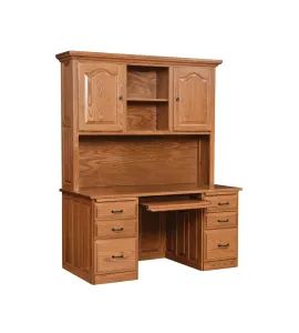 30"d Traditional Flat Top Desk with Plain Back Hutch