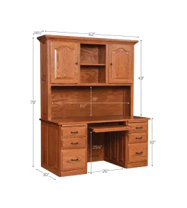 30"d Traditional Flat Top Desk with Plain Back Hutch