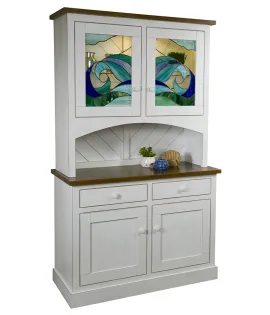 Ocean Front 2 Door Hutch with Leaded Glass