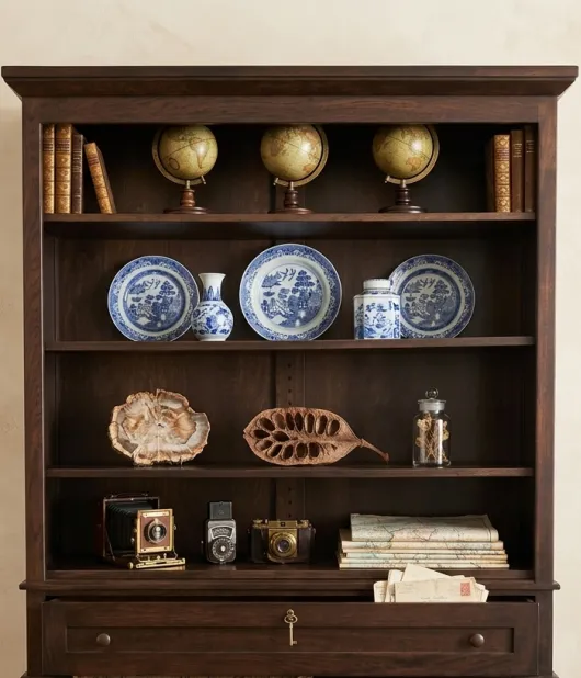 Alexis Bookcase with Bottom Doors, Hickory, FC-230 Onyx QUICK SHIP - 30% Off or Best Offer