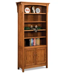 Bridger Mission 4 Shelf 2 Door Bookcase