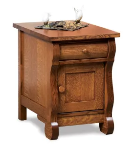 Old Classic Sleigh Enclosed End Table with Drawer &amp; Door