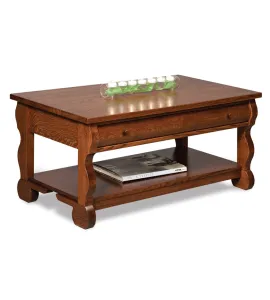 Old Classic Sleigh Open Coffee Table with Drawer