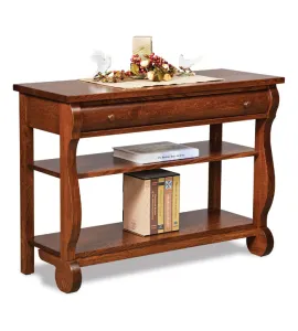 Old Classic Sleigh Open Sofa Table with Drawer &amp; Shelf