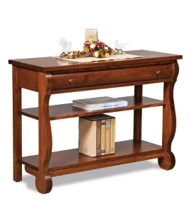 Old Classic Sleigh Open Sofa Table with Drawer &amp; Shelf