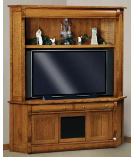 Old Classic Sleigh 69&quot; 2 Drawer 3 Door Corner TV Center with Hutch