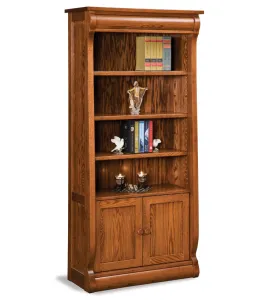 Old Classic Sleigh 4 Shelf 2 Door Bookcase